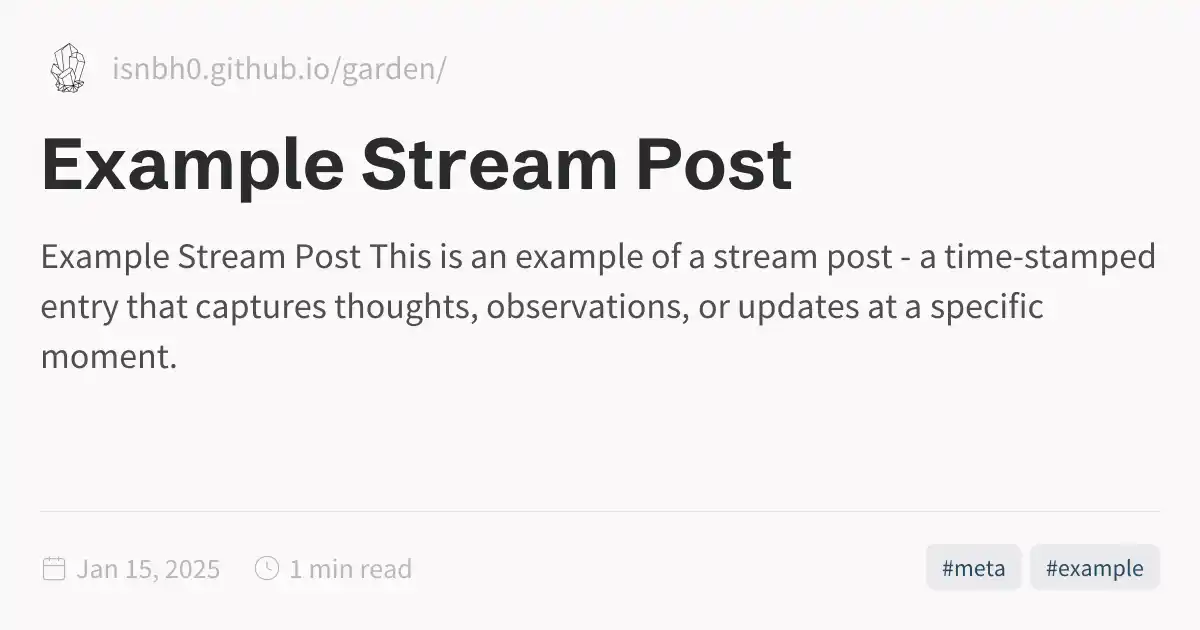 Example Stream Post